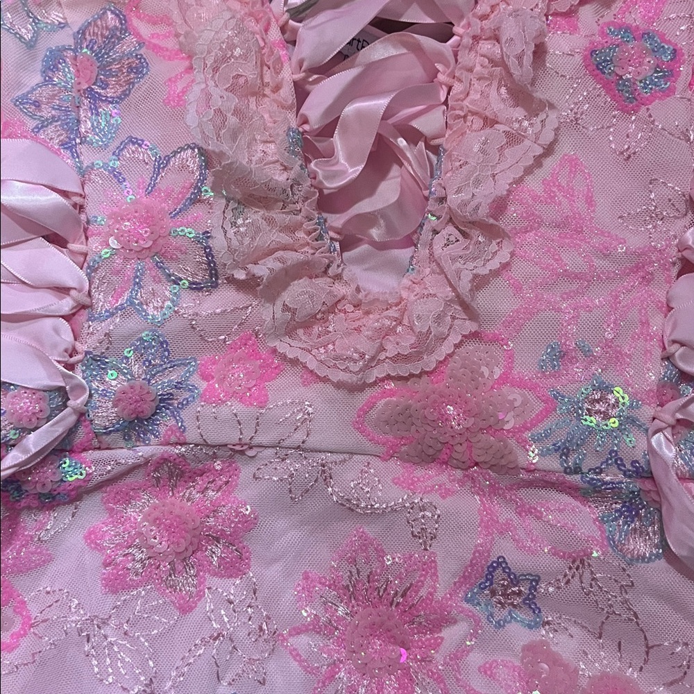 IHeart Raves Pink Floral One Piece - Picture 3 of 3